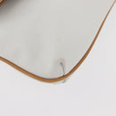 CELINE Clutch Bag Leather White Gold Auth 174339A-7