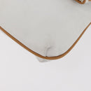 CELINE Clutch Bag Leather White Gold Auth 174339A-14