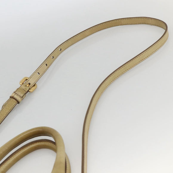 PRADA Hand Bag Leather 2way Beige Gold Auth 174345