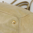 PRADA Hand Bag Leather 2way Beige Gold Auth 174345-16