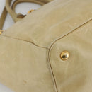 PRADA Hand Bag Leather 2way Beige Gold Auth 174345-17