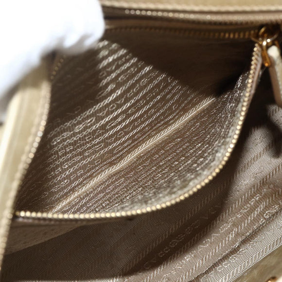 PRADA Hand Bag Leather 2way Beige Gold Auth 174345