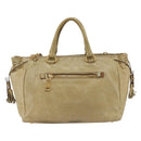 PRADA Hand Bag Leather 2way Beige Gold Auth 174345-2
