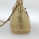 PRADA Hand Bag Leather 2way Beige Gold Auth 174345-4