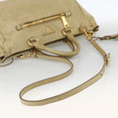 PRADA Hand Bag Leather 2way Beige Gold Auth 174345-9