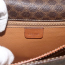 CELINE Macadam Canvas Shoulder Bag PVC Leather Brown Gold Auth 174351-19