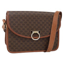 CELINE Macadam Canvas Shoulder Bag PVC Leather Brown Gold Auth 174351-1