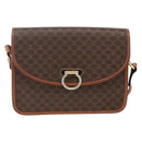 CELINE Macadam Canvas Shoulder Bag PVC Leather Brown Gold Auth 174351-13