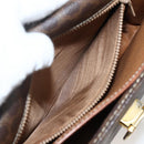 CELINE Macadam Canvas Shoulder Bag PVC Leather Brown Gold Auth 174351-11