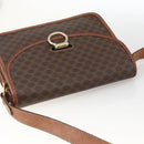 CELINE Macadam Canvas Shoulder Bag PVC Leather Brown Gold Auth 174351-6