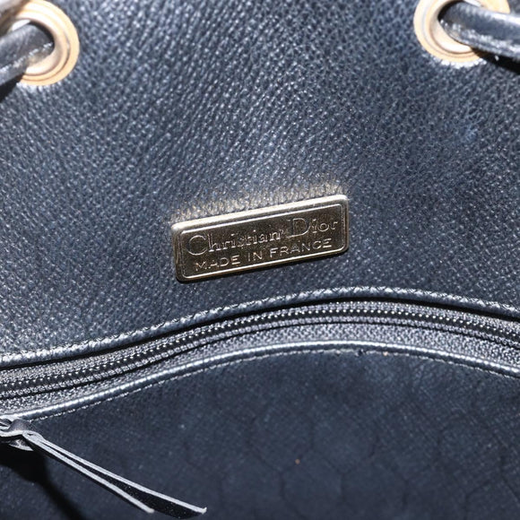Christian Dior Honeycomb Canvas Shoulder Bag PVC Black Gold Auth 174364