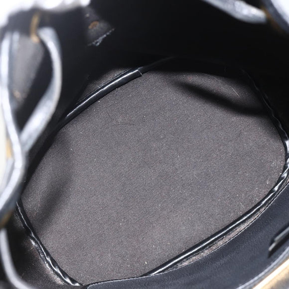 Christian Dior Honeycomb Canvas Shoulder Bag PVC Black Gold Auth 174364