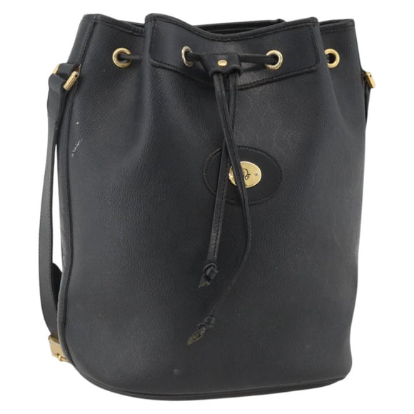 Christian Dior Honeycomb Canvas Shoulder Bag PVC Black Gold Auth 174364