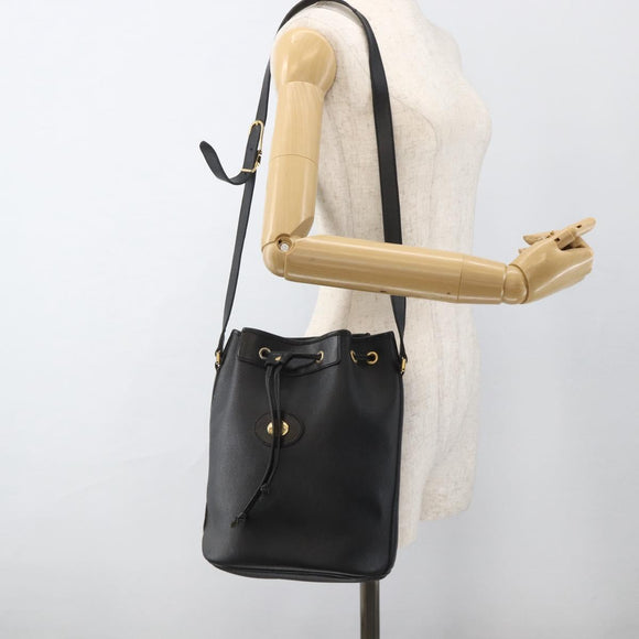 Christian Dior Honeycomb Canvas Shoulder Bag PVC Black Gold Auth 174364