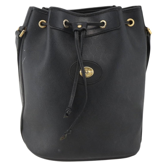 Christian Dior Honeycomb Canvas Shoulder Bag PVC Black Gold Auth 174364