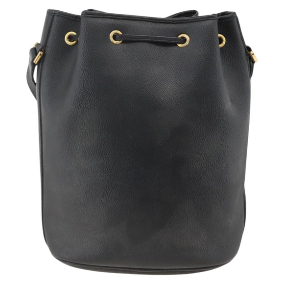 Christian Dior Honeycomb Canvas Shoulder Bag PVC Black Gold Auth 174364