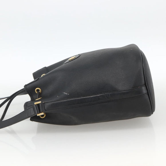 Christian Dior Honeycomb Canvas Shoulder Bag PVC Black Gold Auth 174364