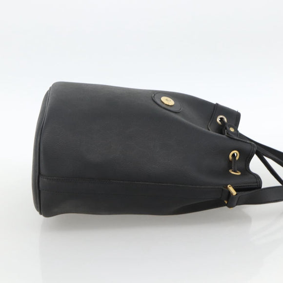 Christian Dior Honeycomb Canvas Shoulder Bag PVC Black Gold Auth 174364