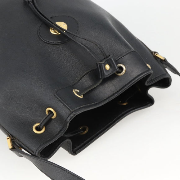 Christian Dior Honeycomb Canvas Shoulder Bag PVC Black Gold Auth 174364
