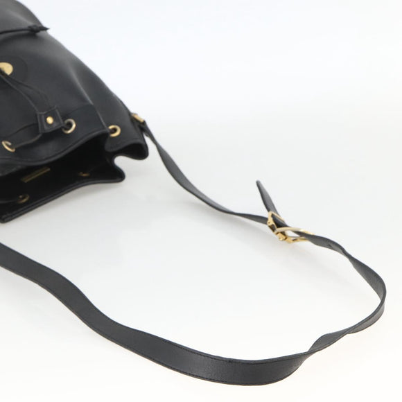 Christian Dior Honeycomb Canvas Shoulder Bag PVC Black Gold Auth 174364