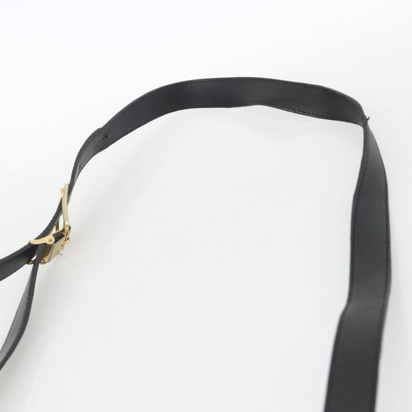 Christian Dior Honeycomb Canvas Shoulder Bag PVC Black Gold Auth 174364