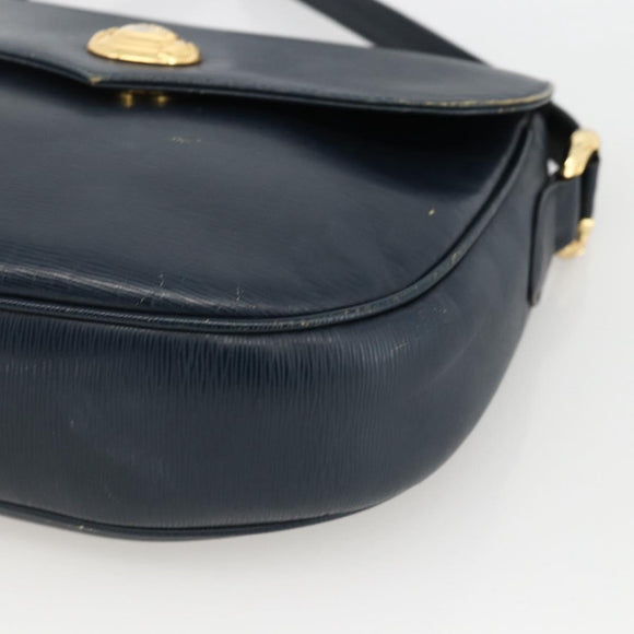 Chloe Shoulder Bag Leather Navy Gold Auth 174367