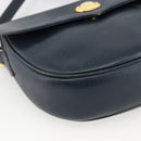 Chloe Shoulder Bag Leather Navy Gold Auth 174367-15