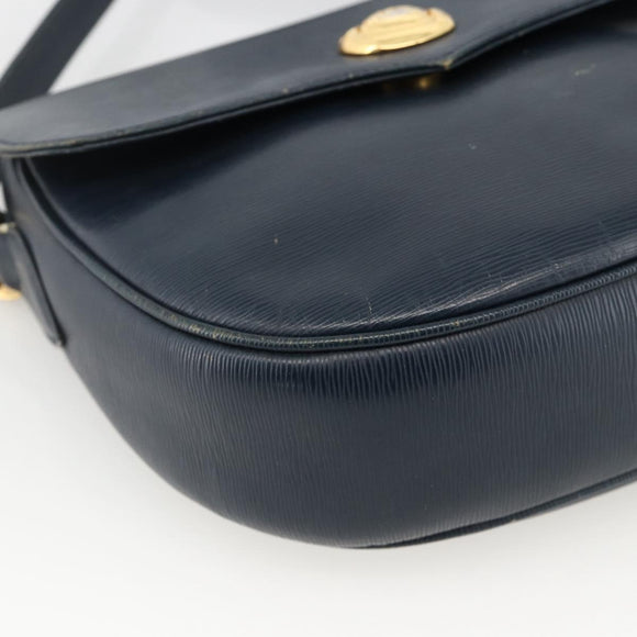 Chloe Shoulder Bag Leather Navy Gold Auth 174367