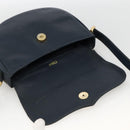 Chloe Shoulder Bag Leather Navy Gold Auth 174367-18