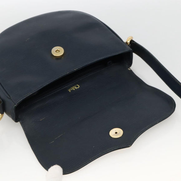 Chloe Shoulder Bag Leather Navy Gold Auth 174367