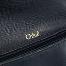 Chloe Shoulder Bag Leather Navy Gold Auth 174367-19