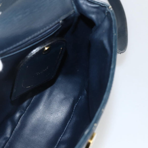 Chloe Shoulder Bag Leather Navy Gold Auth 174367