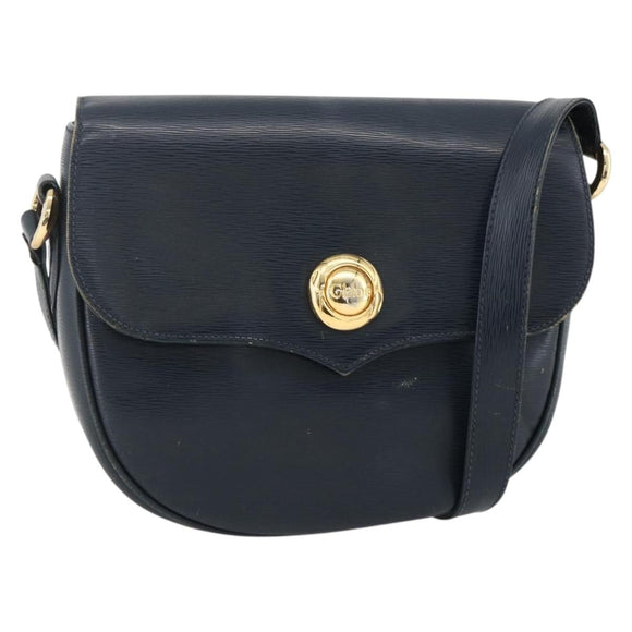 Chloe Shoulder Bag Leather Navy Gold Auth 174367