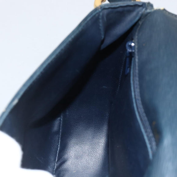 Chloe Shoulder Bag Leather Navy Gold Auth 174367