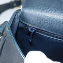 Chloe Shoulder Bag Leather Navy Gold Auth 174367-22