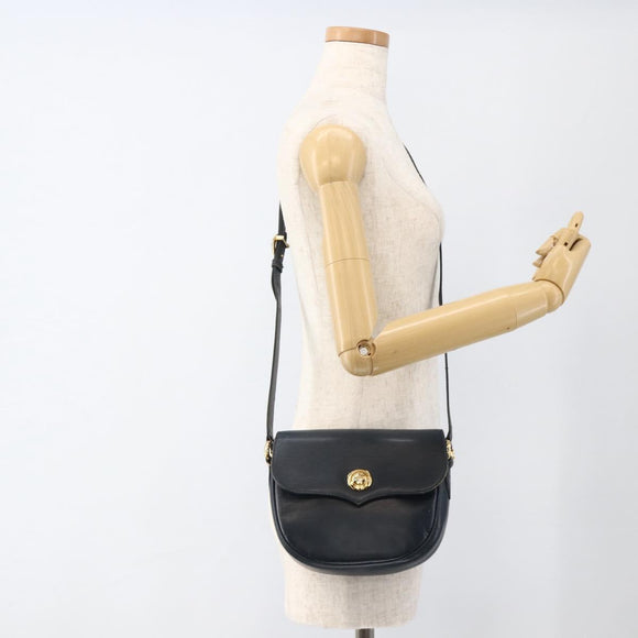Chloe Shoulder Bag Leather Navy Gold Auth 174367