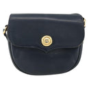 Chloe Shoulder Bag Leather Navy Gold Auth 174367-13