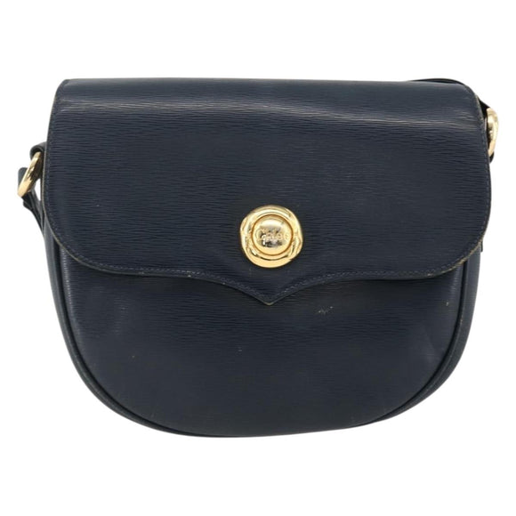 Chloe Shoulder Bag Leather Navy Gold Auth 174367