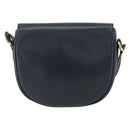 Chloe Shoulder Bag Leather Navy Gold Auth 174367-2