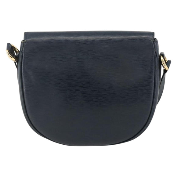Chloe Shoulder Bag Leather Navy Gold Auth 174367