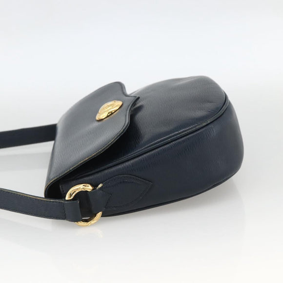 Chloe Shoulder Bag Leather Navy Gold Auth 174367