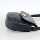Chloe Shoulder Bag Leather Navy Gold Auth 174367-4