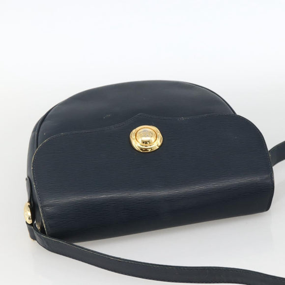 Chloe Shoulder Bag Leather Navy Gold Auth 174367