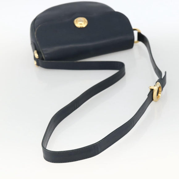 Chloe Shoulder Bag Leather Navy Gold Auth 174367