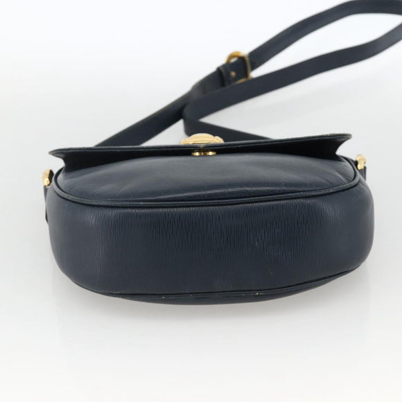 Chloe Shoulder Bag Leather Navy Gold Auth 174367