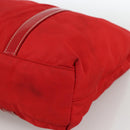 PRADA Hand Bag Nylon Red Silver Auth 174368-9