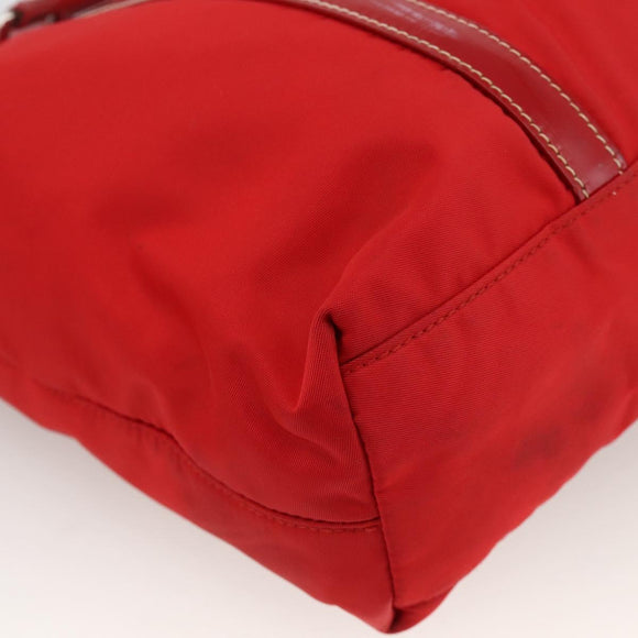 PRADA Hand Bag Nylon Red Silver Auth 174368