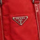 PRADA Hand Bag Nylon Red Silver Auth 174368-17