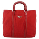 PRADA Hand Bag Nylon Red Silver Auth 174368-13