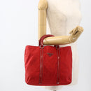 PRADA Hand Bag Nylon Red Silver Auth 174368-22